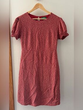 dip Red Mini Dress with Puff Sleeves